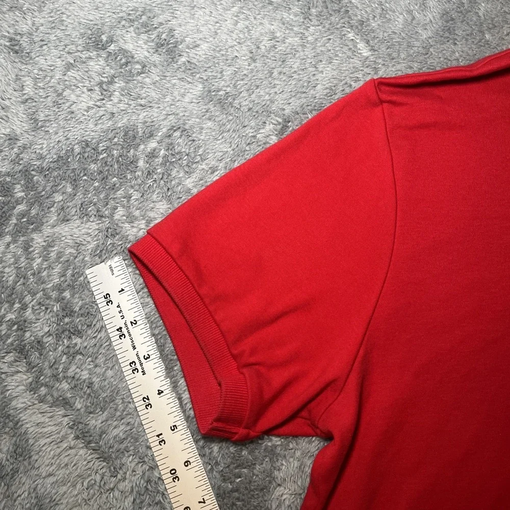 VTG Polo By Ralph Lauren Red Short Sleeve Shirt Navy Pony Custom Fit Cotton SZ L
